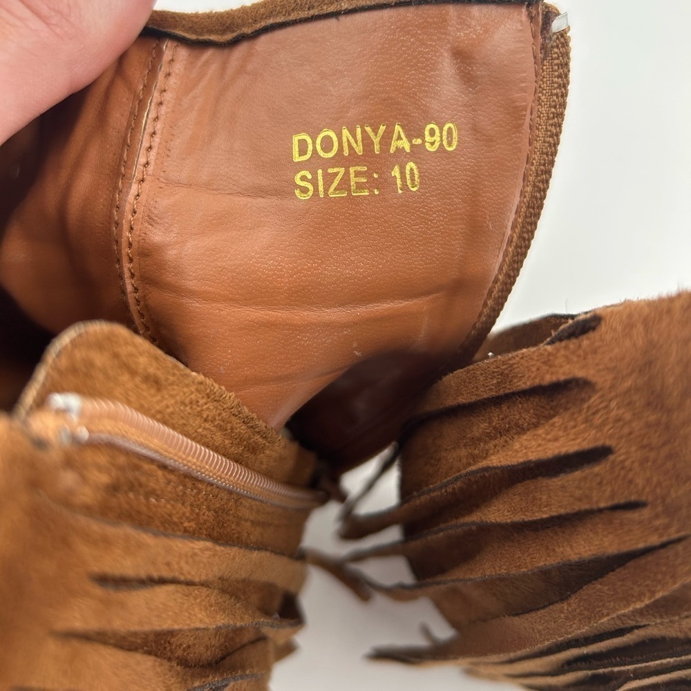 Adriana Brown Fringe Open Toe Wedges - Picture 6 of 6